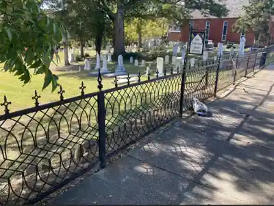 Restored historic wrought-iron railing at Old Presbyterian Cemetery in Lancaster, South Carolina